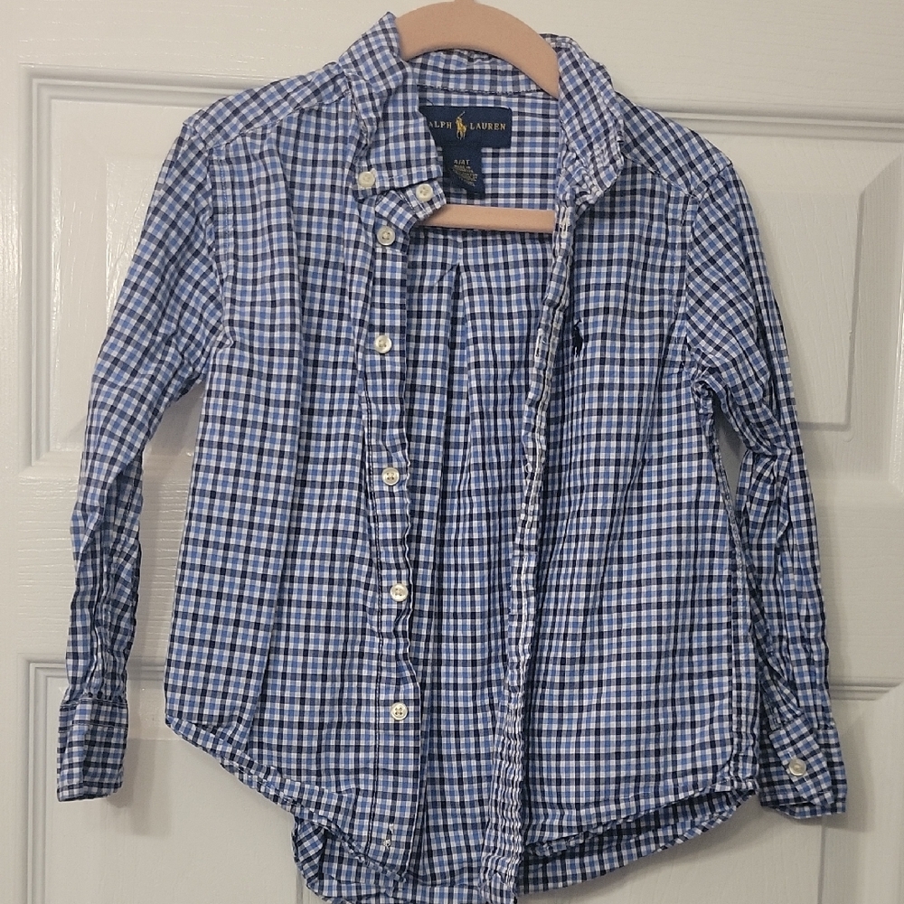 Ralph Lauren Navy and White Plaid Shirt